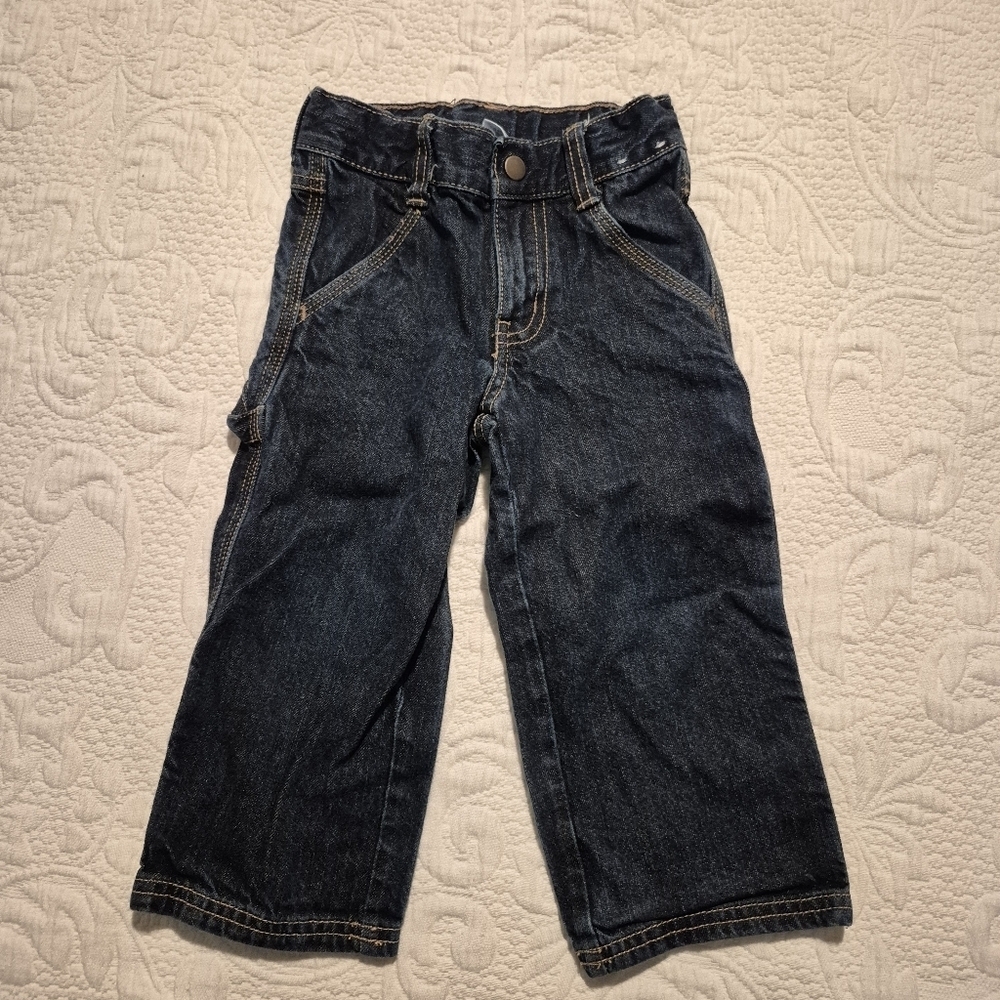 Gymboree boys size 2T Outlet dark blue carpenter jeans, adjustable waist, VGUC